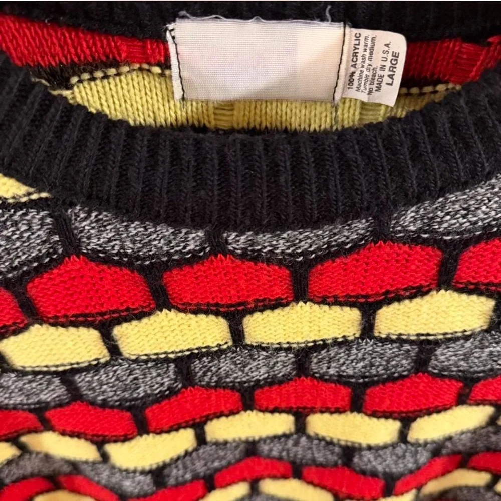 VTG Jordache Colorful Patterned Acrylic Crewneck Sweater Size Men’s Large
